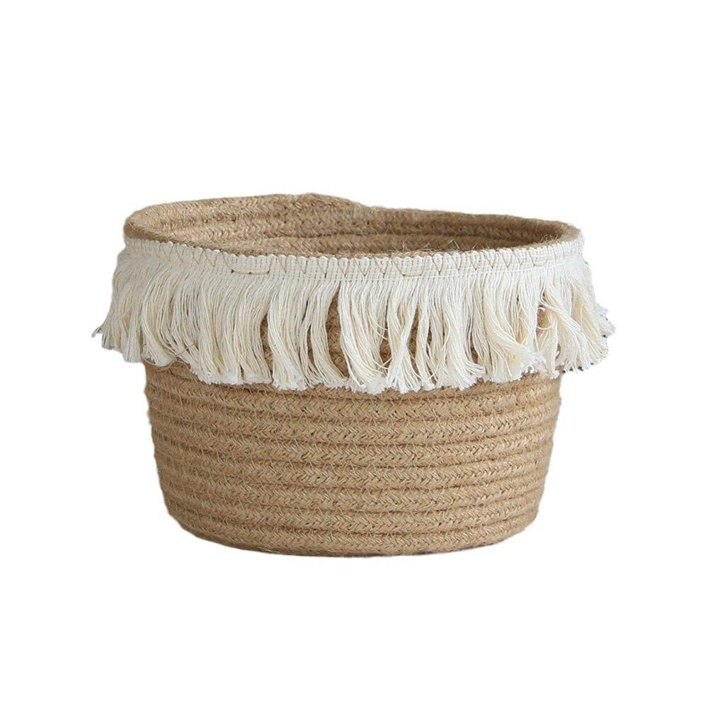 Jute Storage Basket Cosmetics Remote Control Cotton Thread Storage Box