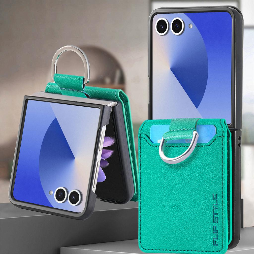 Leather Wallet with Card Holder Cover for Samsung Galaxy Z Flip 7 fe 6 5 4 3 Flip7 Flip6 Flip5 Phone Case Ring Protective