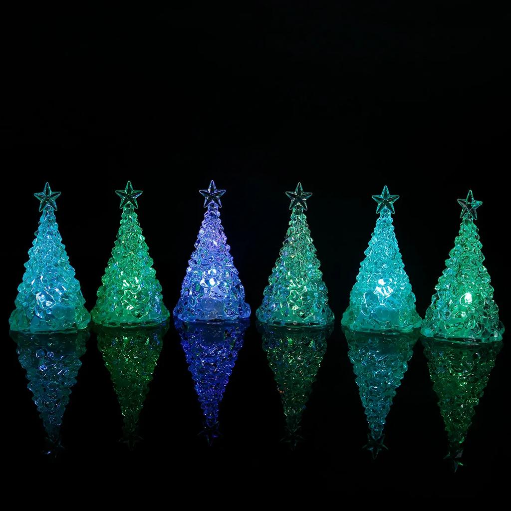 10PCS Christmas Night Lights LED Illuminated Christmas Tree Desktop Ornaments Christmas Gifts Home Accessories