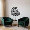 Wrought Iron Lotus Moon Wall Art Modern Minimalist Home Decor Living Room Bedroom Outdoor Patio Easy Install Housewarming Wedding Gift