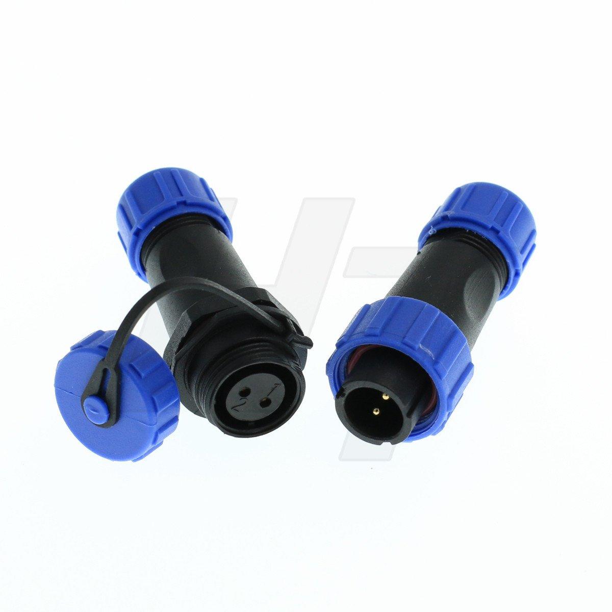 

HangTon HE21 2 Pin Waterproof Cable Connector Aviation Quick Disconnect Male Female Plug Socket 30A 500V for LED/Marine/Lighting Fixtures