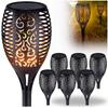 Solar Garden Lamp Torch Fire Flame Effect Hammered Decorative X6