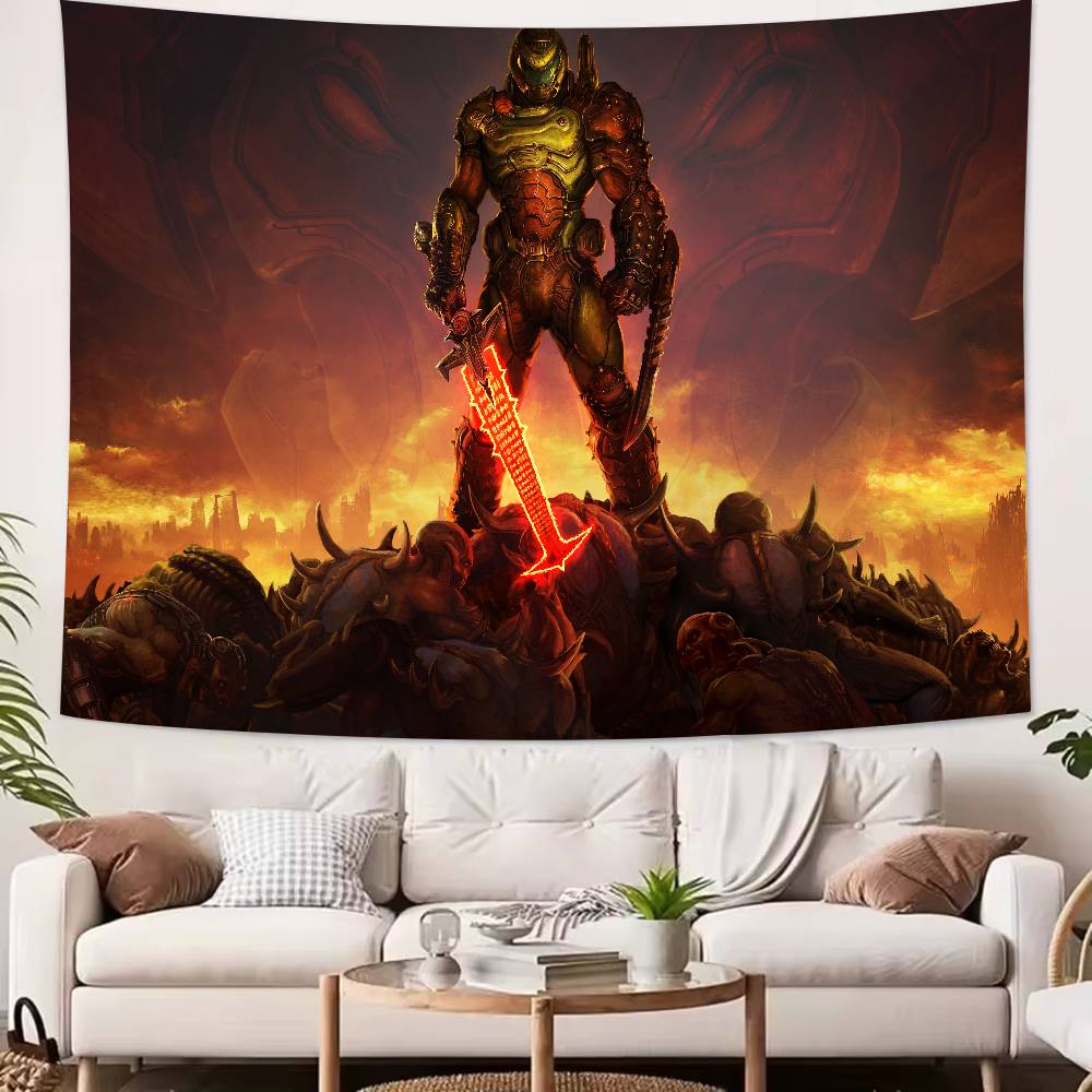Large Cool FPS Video DDoomS Gaming Tapestry Popular Room Decoration Wall Tapestry Art Room Home Decor Wall Art Decor
