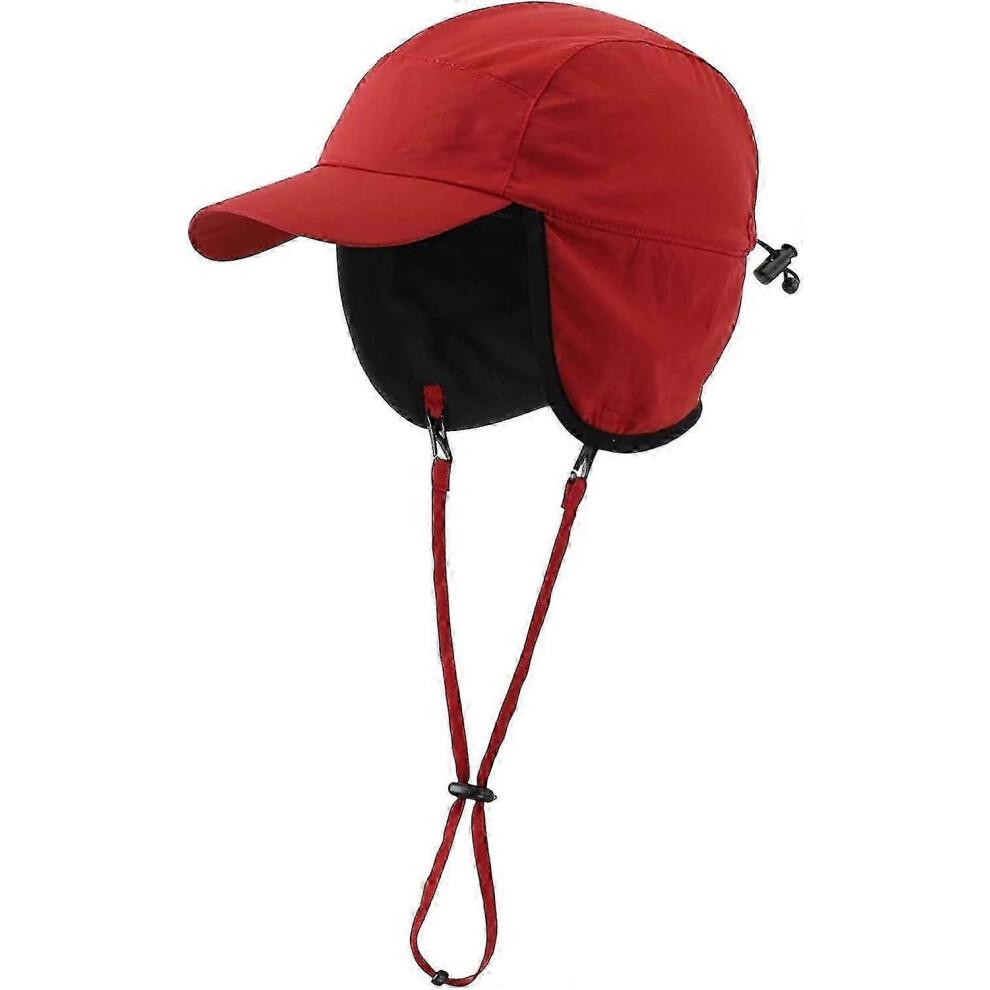 (Red)Outdoor Men's Baseball Cap Waterproof Yetsye Winter Earflap
