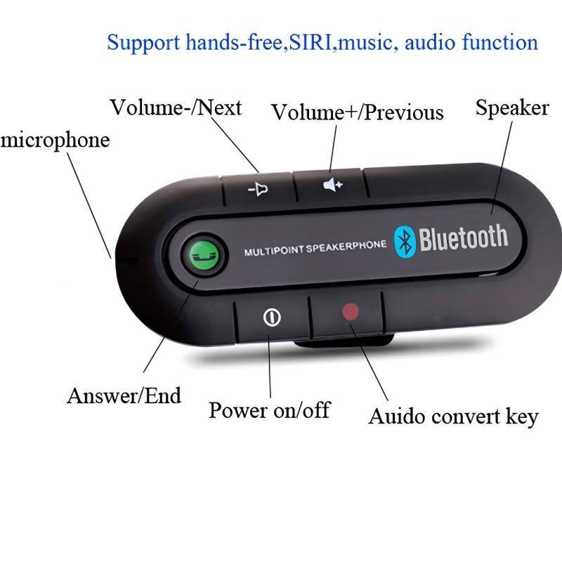 HOt Sale Wireless Handsfree Car Bluetooth 4.1 Sun Visor Speaker Speakerphone MP3 Music Player Car Charger