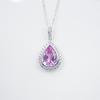 S925 Sterling Silver Pear-shaped Pink Gem Necklace for Women - Elegant Pendant for Formal, Daily, or Birthday Wear