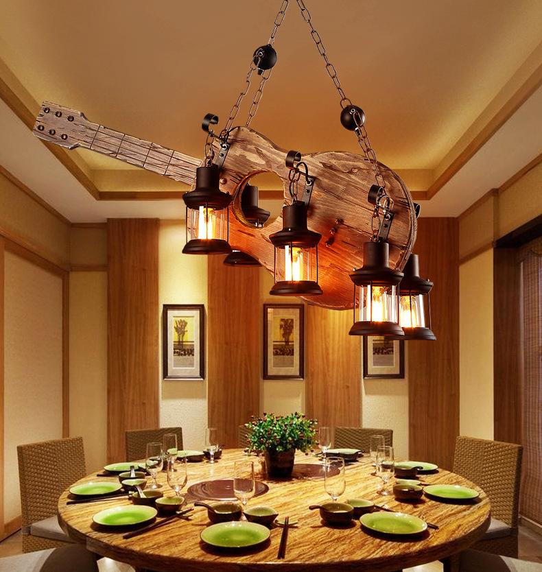 Vintage Industrial Wood Chandelier for Restaurants & Cafes