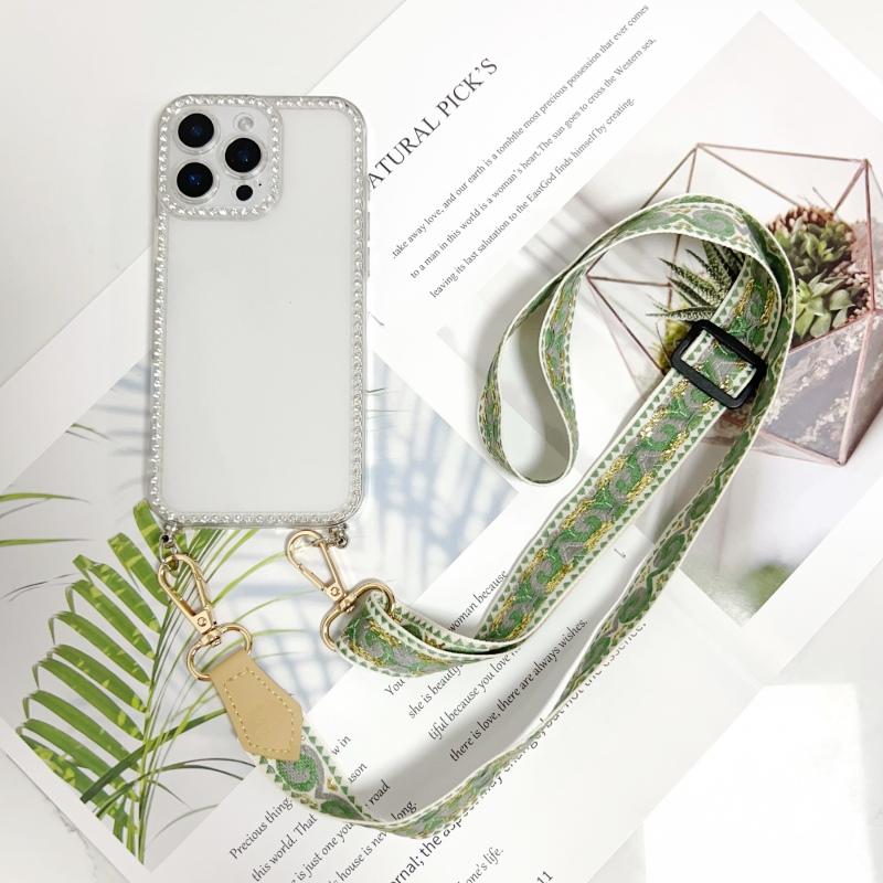 Spun Gold Retro Lanyard Case For Samsung Galaxy S25 Ultra S20 S21 S22 S23 FE S24 Plus A56 Crossbody Strap Diamond Clear Cover