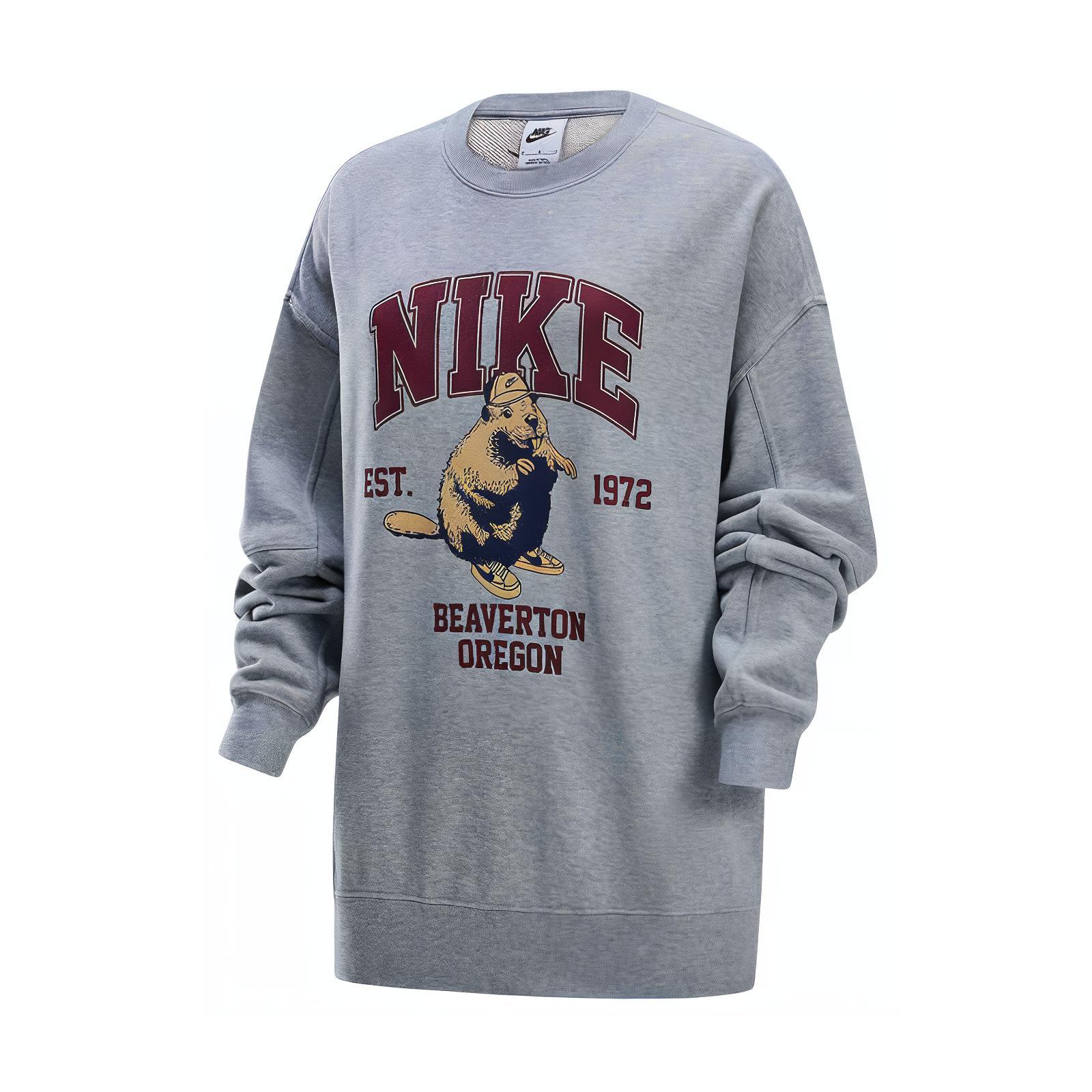 

Женский свитшот Nike с круглым вырезом, с надписью, в стиле колледжа, повседневный, серый HV1742063 L