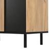 Sideboard 140x35x70 cm, MDF, 3 Doors and 3 Drawers, Side Cabinet, Modern Cabinet with 6 Metal Legs for Living Room, Black + Natural Wood Color