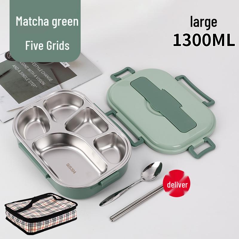 Fiambrera Bento Portátil de Acero Inoxidable 304 con Separadores – Gran Capacidad, Diseño de Hebilla Cuadrada, Estilo Nórdico para Estudiantes