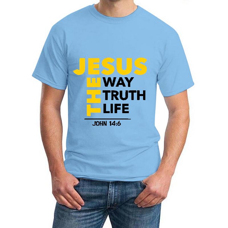 Ježíš Cesta Pravda Život Potisk Tričko Pánské Biblické Verše Oblečení Ležérní Trička s Krátkým Rukávem Léto Křesťanství Bůh Ježíš Trička