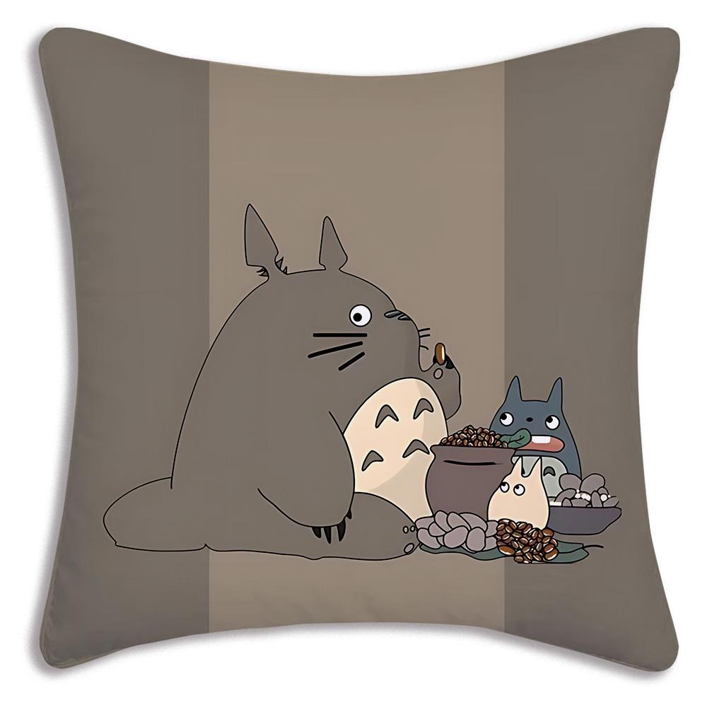 Hot Cartoon Cute Pillow Covers Cartoon Sofa Decorative Home Double-Sided Printing Short-T-Totoros Plush Cute Cushion Cover