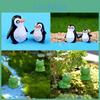 Charming Penguin Father And Son Miniature Decoration With Cute Blue Eyes Frog