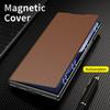 PU Leather Magnetic Flip Book Phone Case With Metal Kickstand Holder For Galaxy Z Fold 7 Z Fold 6 Z Fold 5 Z Fold 4