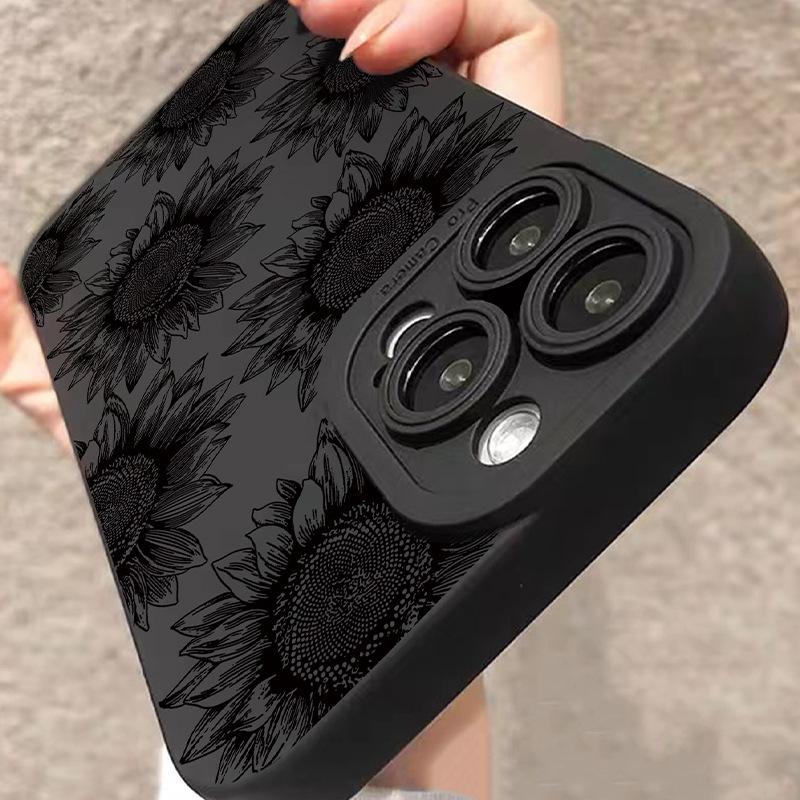 The Dark Sunflower phone case is compatible with iPhone 14/13, Apple 15 Pro Max, straight edge, 11/12 soft 16/17p