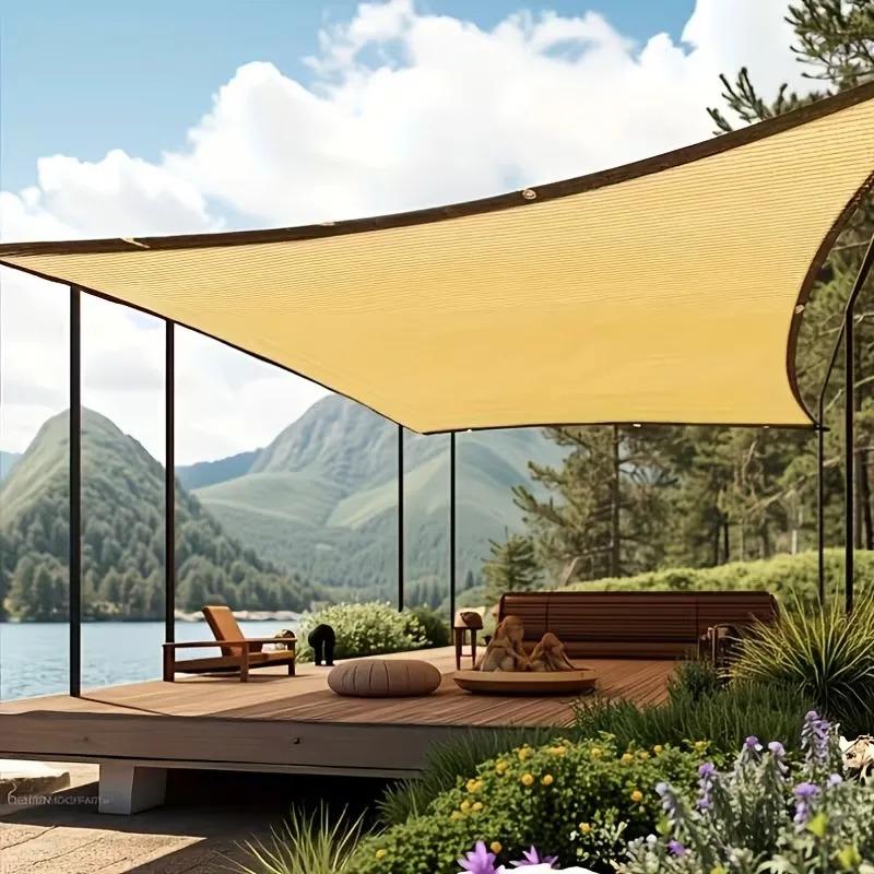 Durable Outdoor Shade Net Yellow Black Sunshade with Grommets High-Density BreathableUV Protection for Garden Patio Pool Shelter