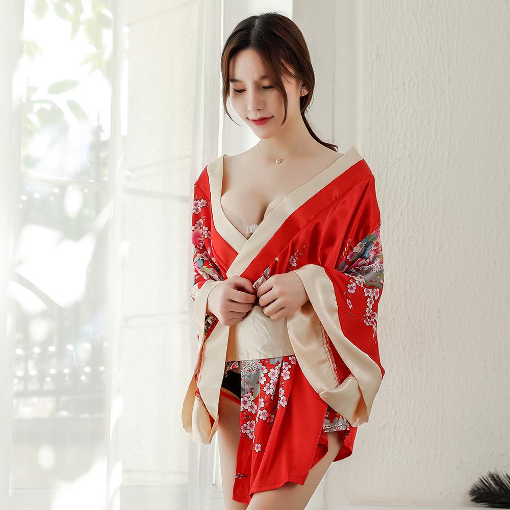Sexy Lingerie Uniform Seduction Sexy Cherry Blossom Kimono Japanese Game Uniform Cosplay Sauna Bathrobe Suit