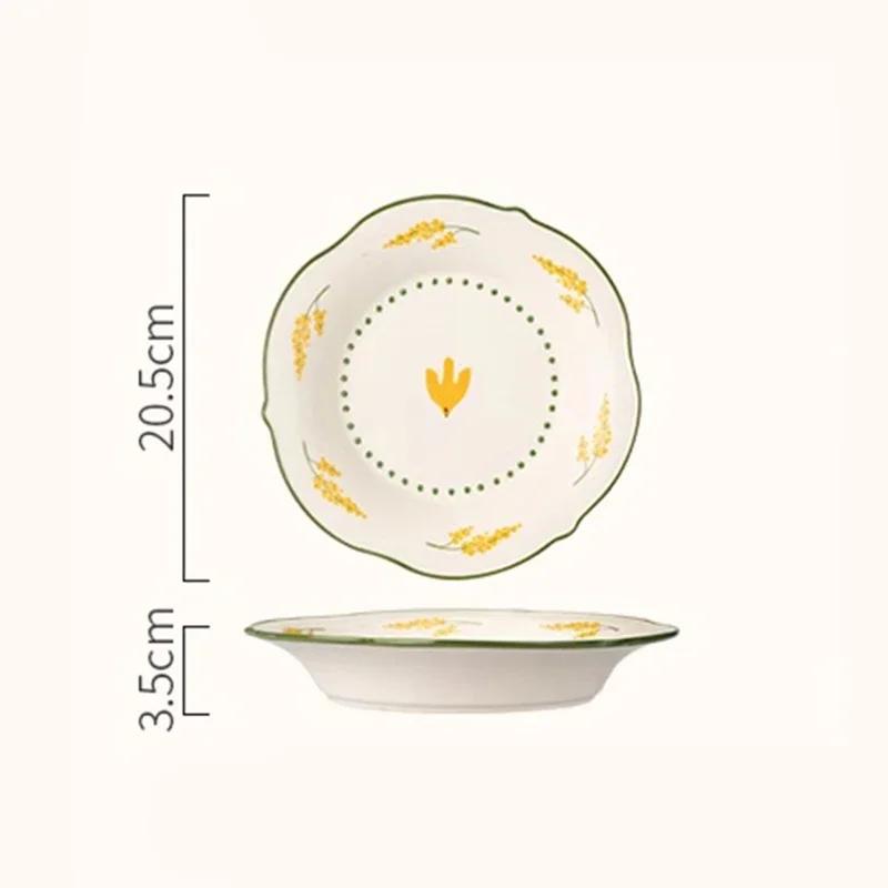 Light Luxury Flowers Ceramic Plates High End Restaurant Salad Dessert Plate Delicious Dishes Dining Plates Unique Home Tableware