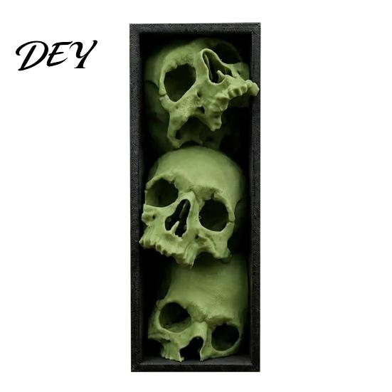 Atmospheric Props for Party 3Pcs Halloween 3 Tier Skull Bookends, Gothic Resin Bookshelf Decor Office, Spooky Office Desk Decorations Skeleton