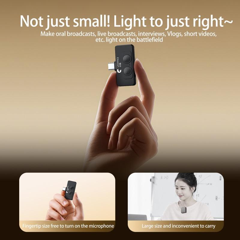 Portable Wireless Lavalier Lapel Microphone Dual-Microphone Plug and Play Mobile Phone Mic AI Noise Reduction for Vlog Live