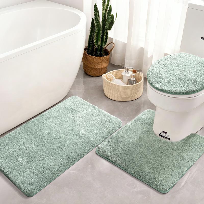 Thick Furry Carpet Water Absorbing Foot Mat, Bathroom Anti Slip Set, Entrance Door Floor Mat Warm Toilet Cushion