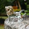 Blown Glass Lions Figurines Crystal Lions Statue Glass Art Wildlife Animal Sculptures Ornament Paperweight Collections