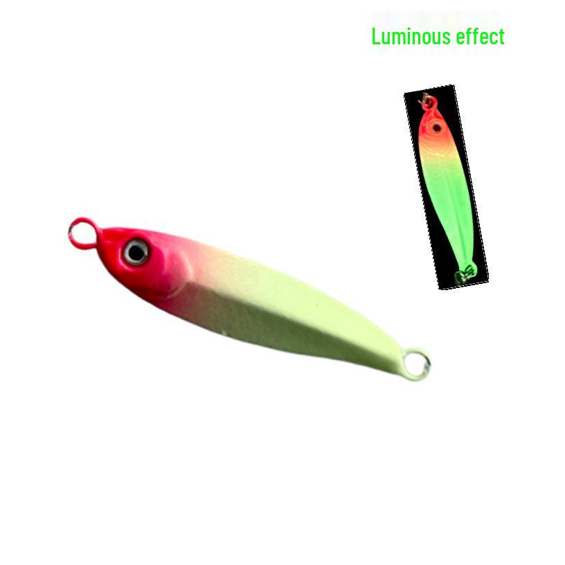 Luminous Blue Knife Iron Plate Lure with Double Hooks for Long Casts, Sea & Freshwater Fishing.