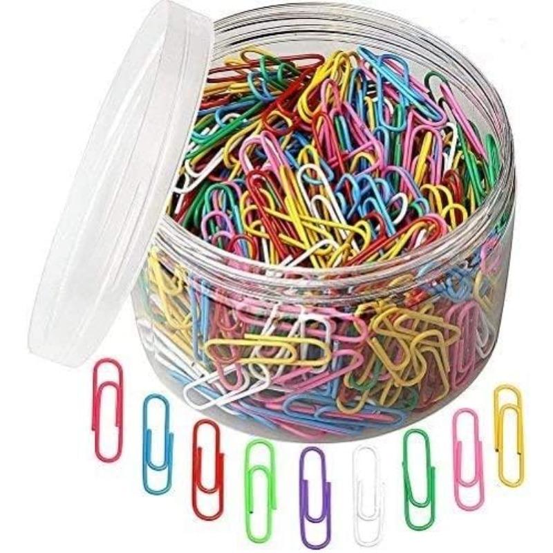 

500Pcs Colored Paper Clips 33mm Plastic-Coated Metal Paperclips with Box Assorted Colors Office School Stationery Document Clips