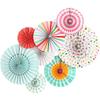 Hanging Paper Fans Party Set, Round Paper Fan Party Decoration, Set of 8 Decorative Flowers for Birthday Baby Boy Shower Graduation Wedding Classroom