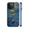 "Van Gogh Schneeb Berg Stoßfestes Mattes Silber Case für iPhone 16/15/14 Pro Max"