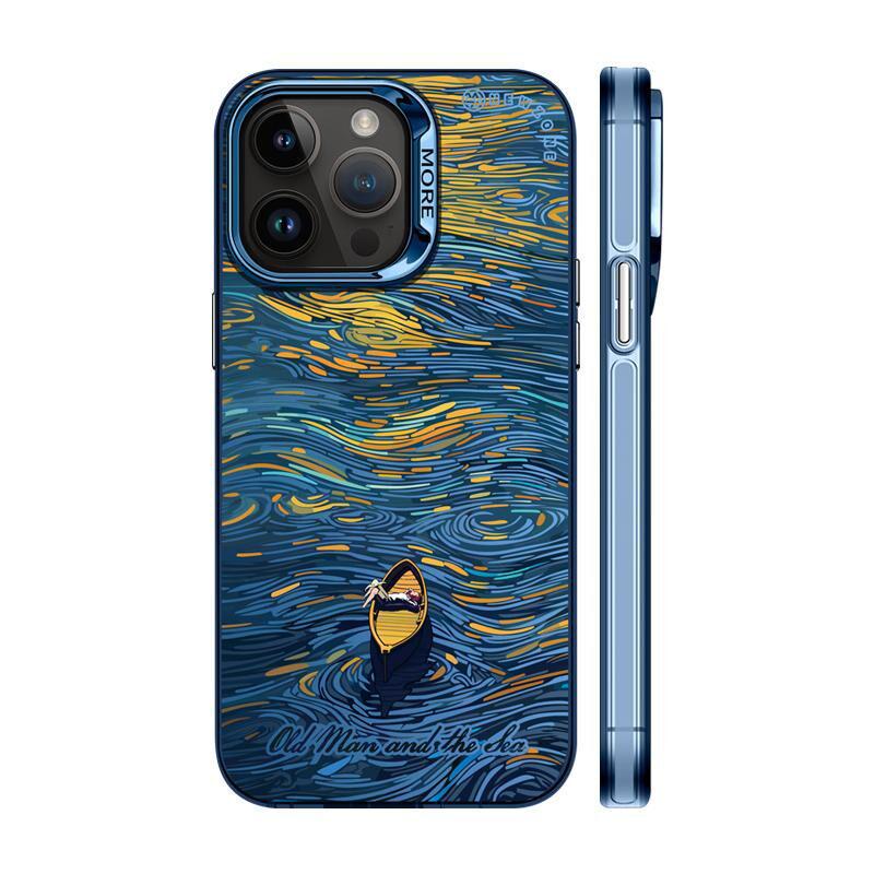 "Van Gogh Schneeb Berg Stoßfestes Mattes Silber Case für iPhone 16/15/14 Pro Max"