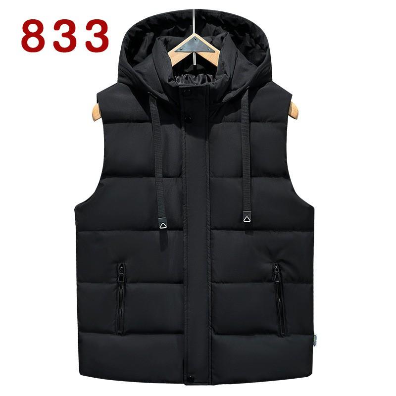 Mens Padded Vest Hooded Cotton Warm Sleeveless Jacket Loose Fit Casual Outerwear Youth