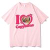 Tričko I Love Capybara Unisex/Women Harajuku Estetické grafické tričko Kawaii Unisex Funny Cartoon Oversize Písková Bavlněná trička Unisex