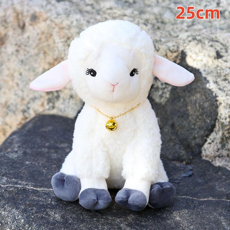 Cute Bell Decor Sheep Stuffed Ornament Long Ears Sitting Design 1Pcs Soft Fluffy Plush Pendant for Backpack Car Interior Decor
