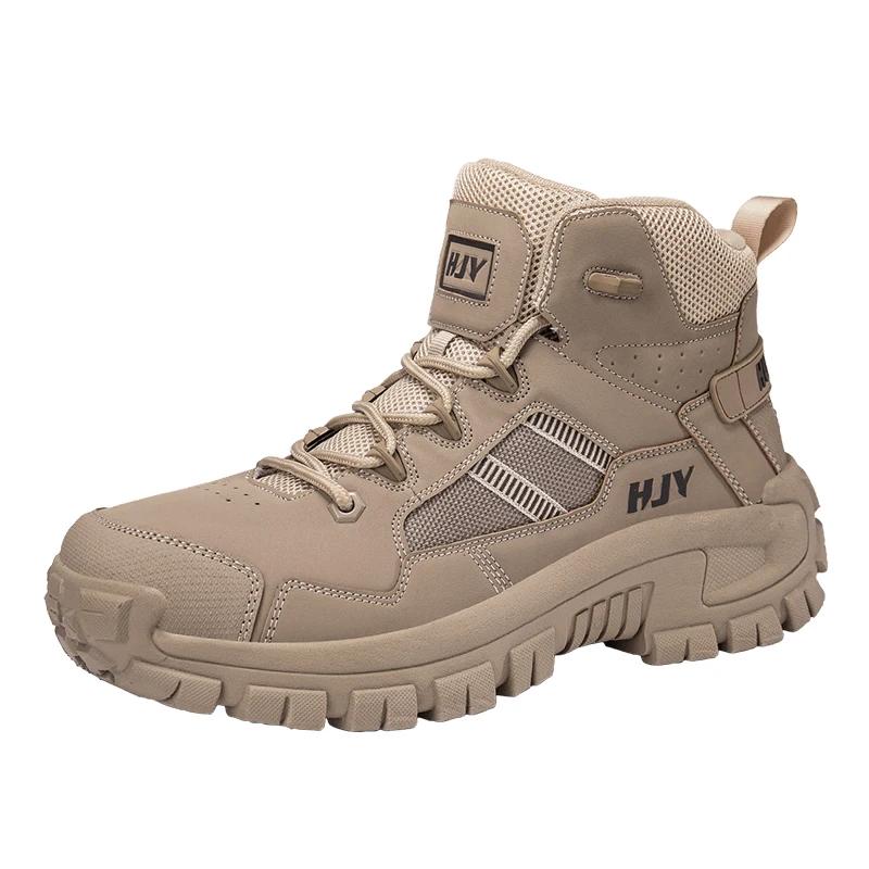 Fashion Casual Leather Ankle Boots for Men Fashion Soft-soled Male High Top Shoes Non-slip Travel Climbing Camping Footwear Basic Boots