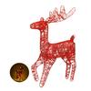 Lighted Reindeer Figurine 3D Metal Standing Deer Statue with LED Light for Outdoor Christmas Lawn Yard Decor