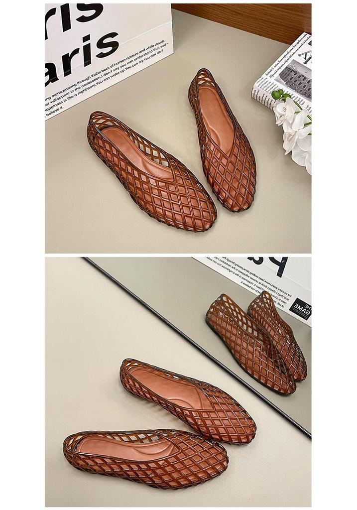 Umweltfreundliche Damen-Mesh-Slipper: Strand-Jelly-Flats mit Hohlgitter-Design