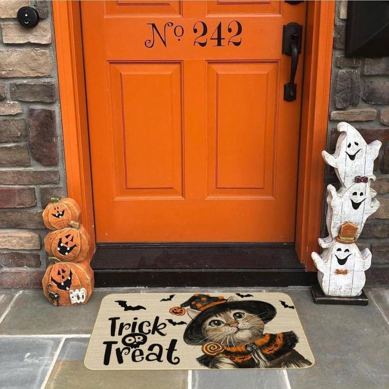 Halloween Ghost Pumpkin Door Mat Non-Slip Entry Rug Indoor Outdoor Porch Front Door Floor Carpet Party Decor