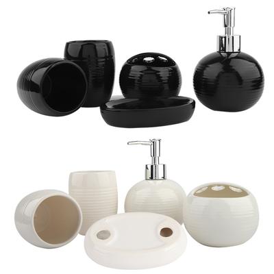 5Pcs Bathroom Accessories Ceramic Dispenser Toothbrush Holder Bath Set