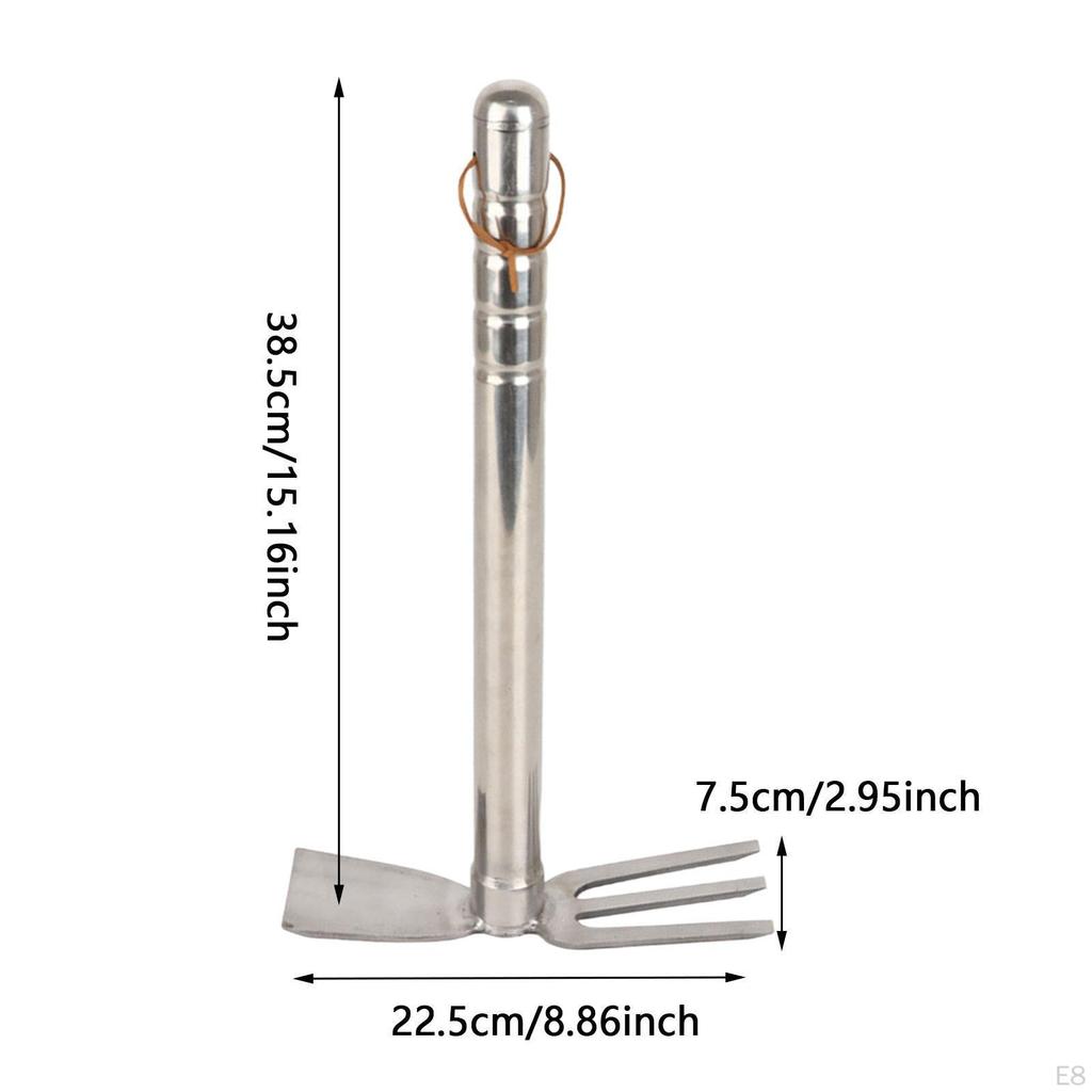 Gardening Hand Tiller Tool Stainless Steel 15.1inch Long Cultivating for Transplanting