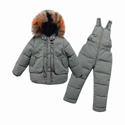 2 pçs conjuntos de roupas infantis meninas e meninos inverno pele com capuz jaqueta + macacão terno para o bebê crianças roupas quentes