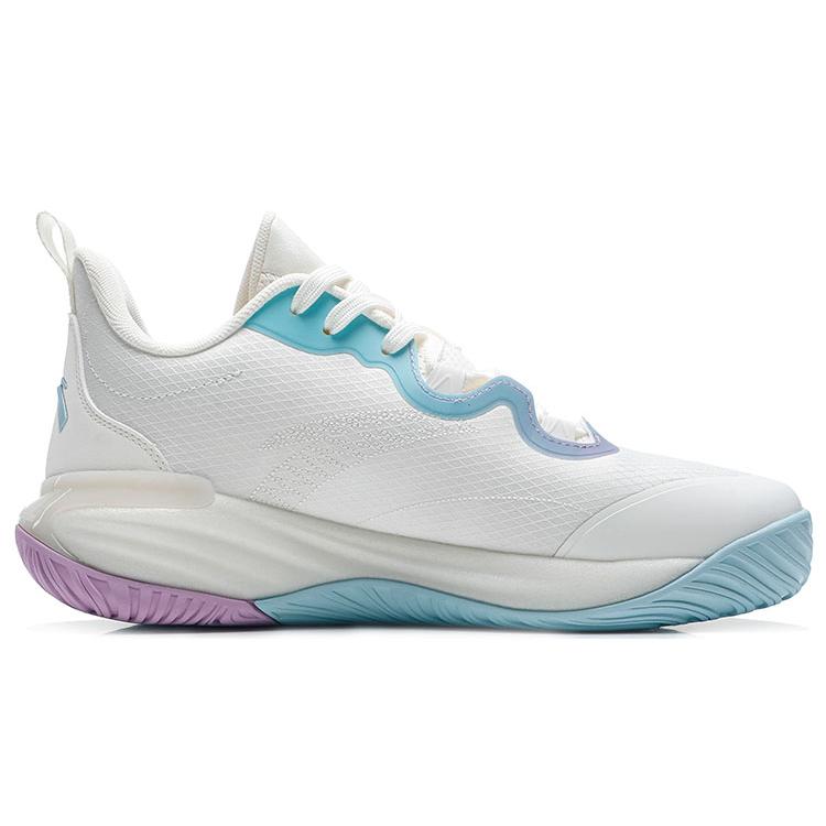 Anta Fabric Cushioning Slip Resistant Abrasion Resistant Low top Basketball Shoes Men's White Purple Blue 112221604Q-6