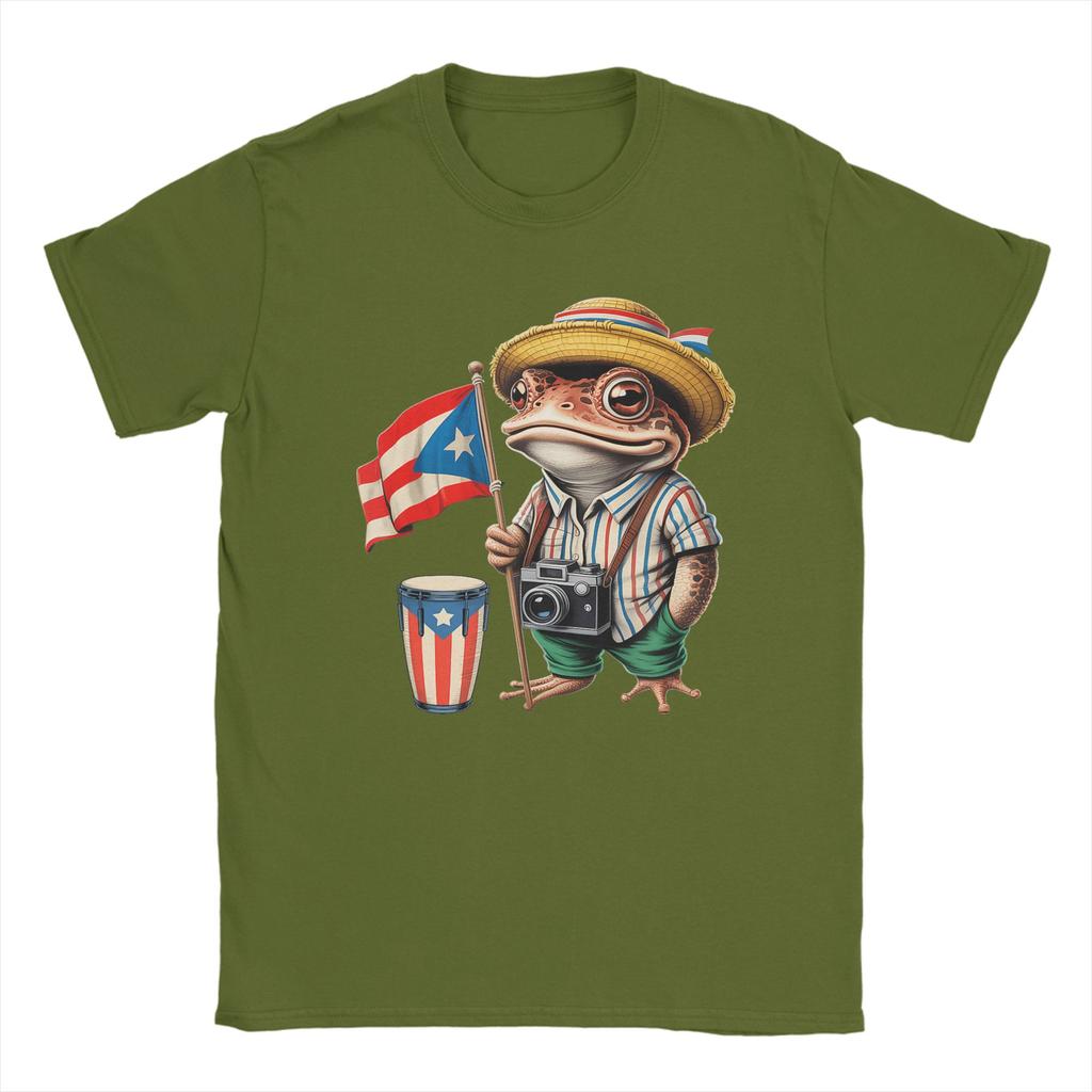 Men TShirt Bad Bunny Puerto Rico Coqui Frog Boricua Puerto Rican Flag Taino Pure Cotton Tee Shirt Short Sleeve T Shirt Clothes