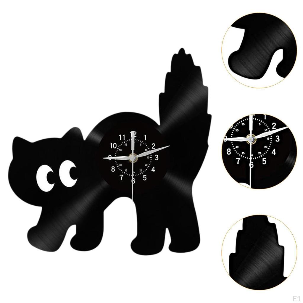 Wall Clock Decoration Cat Shape Ideal Gift Practical Convenient Home Decor Hanging for Living