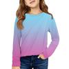 Girls' Long Sleeve Tee - Pleated Round Neck Casual Top