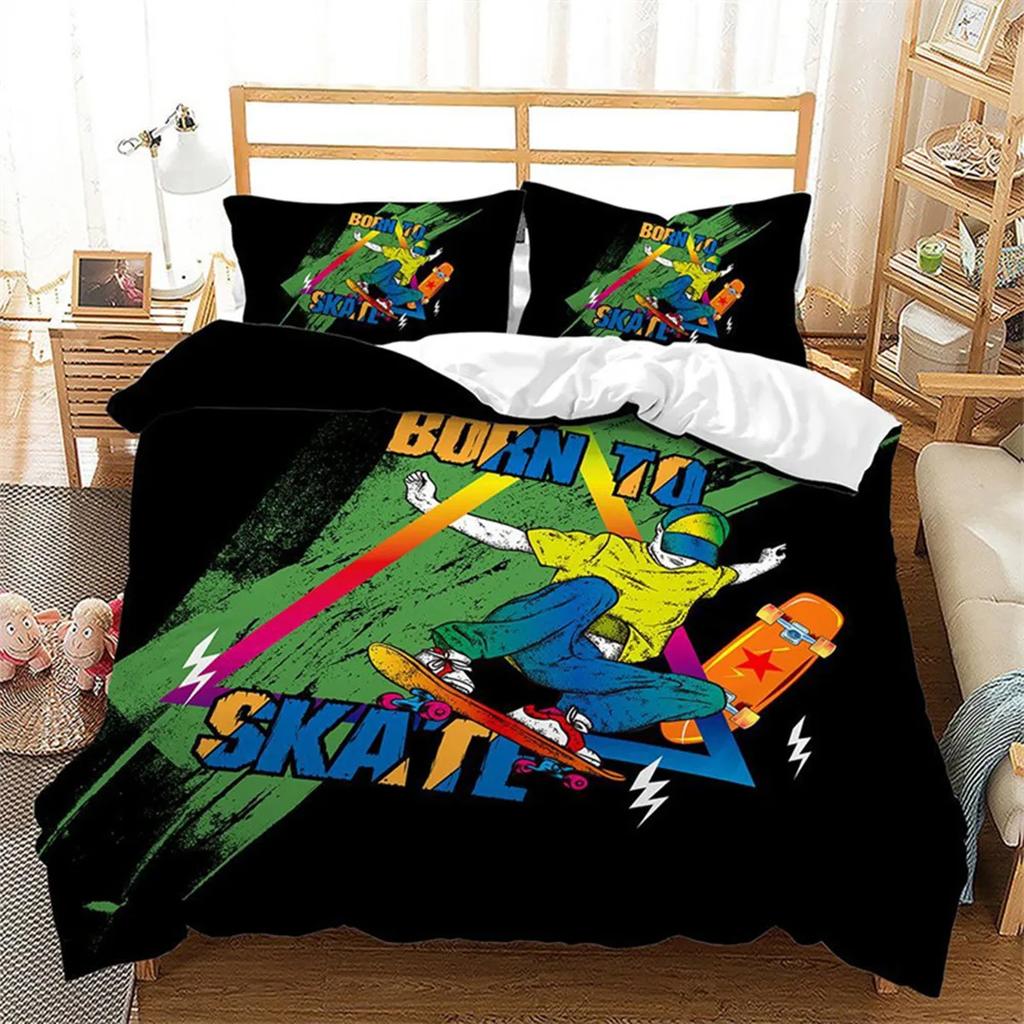 Extreme Sports Game Skateboard Soft Duvet Cover Spaceman Comfortable Quilt Cover Carton Skateboard for Children Ten Boy for Bedrom Decoration