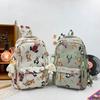 Schoolbag Large Capacity Multi-compartment Leisure Travel Fashion Backpack New Simple Contrasting Color Cute Bear Student Backpack