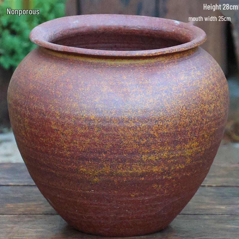Retro White Coarse Pottery Jar - Large Bougainvillea Bamboo Turtle Back Flower Pot