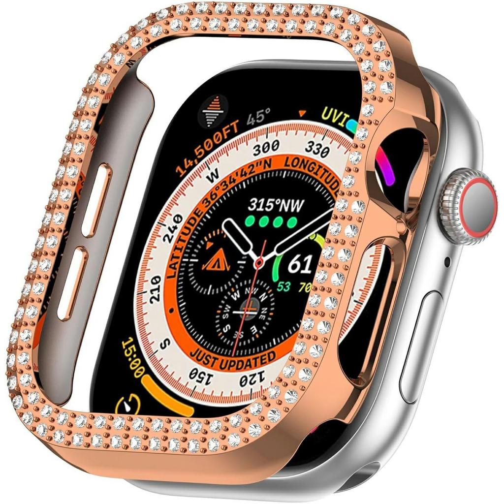 For Apple Watch Series 10 42mm PC Case Hollow Design Rhinestone Decor Watch Frame Cover